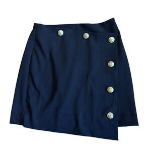 Express Women's Gold Button Front Detail Mini Skirt in Black Size 0